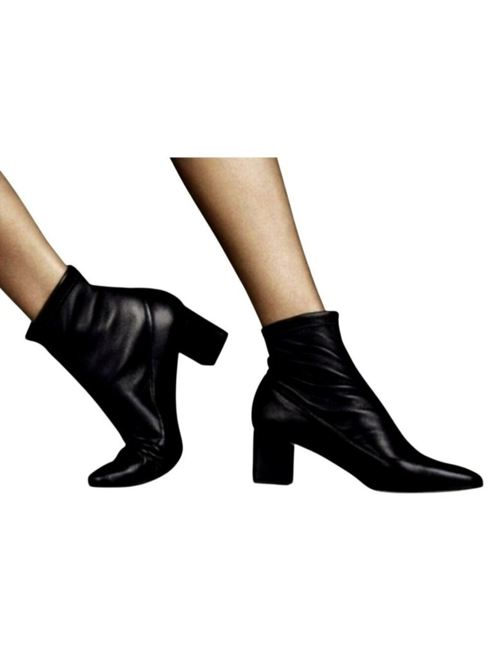 Tamara Mellon Black Italian Leather Mid-Heel Boots Size 38 US 8